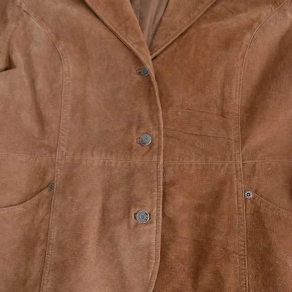 Vintage BUM Equipment Tan Suede Leather Button Up Jacket Size XL - Picture 7 of 13